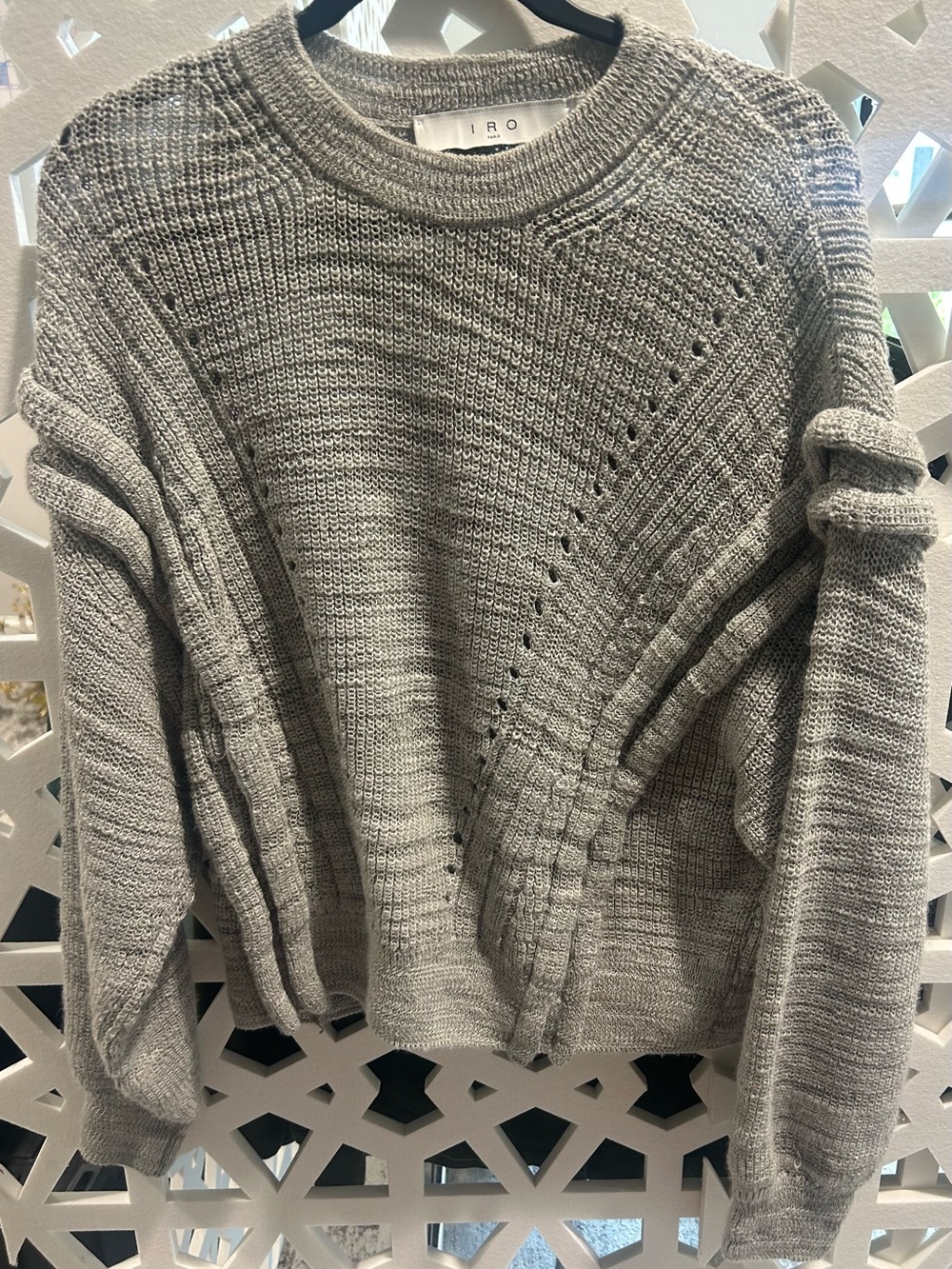 IRO Light Gray Textured Crewneck Sweater